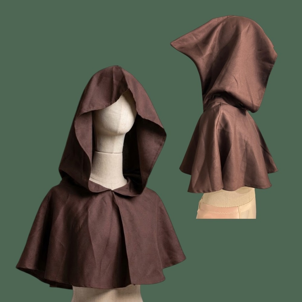 Brown Hooded Capelet Costume Accessory Short Cloak Renaissance Cosplay